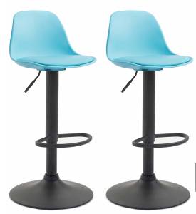 Tabouret de bar Kiel Lot de 2 Bleu - Noir