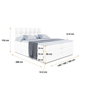 Boxspringbett RICAR KING Hochglanz Weiß - Breite: 180 cm