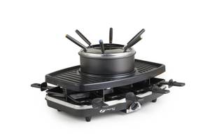 3 in 1 Raclette, Fondue & Grillplatte Schwarz - Naturfaser - 28 x 26 x 28 cm