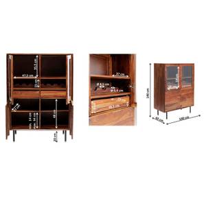 Vitrine Ravello I Marron - Bois massif - 100 x 140 x 45 cm