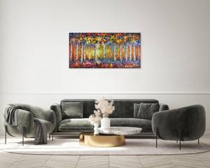 Acrylbild handgemalt Jahreszeitenwandel Grün - Massivholz - Textil - 120 x 60 x 4 cm