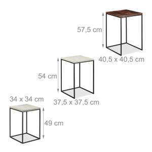 Satztisch 3er Set quadratisch Dunkelbraun - Grau - Weiß