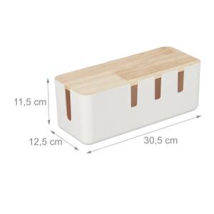 Kabelbox mit Holzdeckel Braun - Weiß - Holzwerkstoff - Kunststoff - 31 x 12 x 13 cm