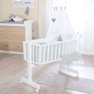 Babywiege Set Heartbreakerbär Weiß - Holzwerkstoff - 53 x 150 x 104 cm