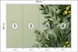 Papier Peint Feuilles Olives Plantes 3D 400 x 280 x 280 cm