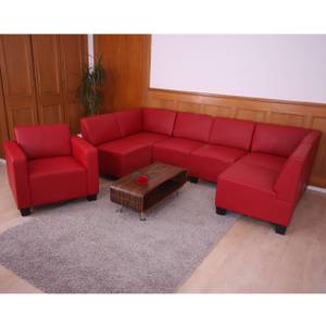 Couch-Garnitur Lyon 6-1 Rot - Kunstleder - 258 x 76 x 186 cm