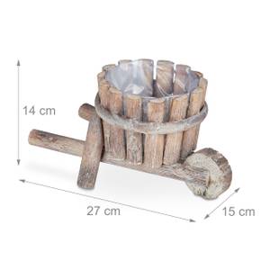 Brouette à plantes en bois Marron - Bois manufacturé - Matière plastique - 27 x 14 x 15 cm