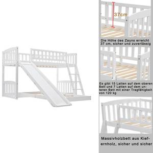 Etagenbett Kinderbett Jupitur Ⅲ Braun - Weiß - Holzwerkstoff - Metall - Massivholz - Holzart/Dekor - 96 x 133 x 208 cm