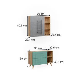 Badmöbel Set Rudi 40597 Braun - Grün - Holzwerkstoff - 90 x 59 x 32 cm