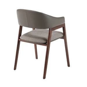 Chaise en tissu et simili cuir Marron - Gris - Cuir véritable - Textile - 55 x 79 x 58 cm