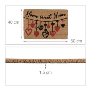 Kokos Fußmatte Home Sweet Home Schwarz - Braun - Rot - Naturfaser - Kunststoff - 60 x 2 x 40 cm