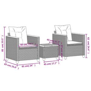 Bistro-Set-k353 ( 3-tlg ) Grau - Massivholz