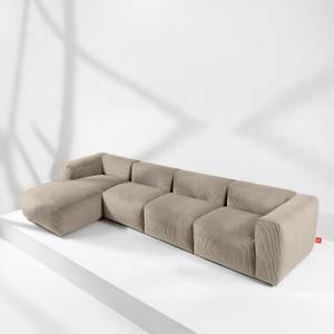 Ecksofa BUFFO 6-Sitzer Beige - Breite: 377 cm - Armlehne beidseitig montierbar - Ecke davorstehend links - Ottomane davorstehend links