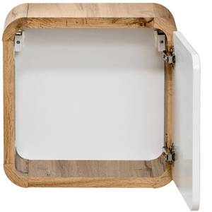 Bad Hängeschrank weiß HG mit Wotaneiche Weiß - Holzwerkstoff - 35 x 35 x 20 cm