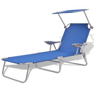 Lit de bronzage d'extérieur 3004846 Bleu - Métal - 58 x 27 x 189 cm