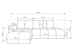 Ecksofa SILE L Ecru - Armlehne beidseitig montierbar - Ecke davorstehend links - Ottomane davorstehend links