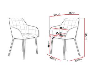 Im Set 2 Stühle K305 Grau - Metall - Textil - 57 x 80 x 50 cm