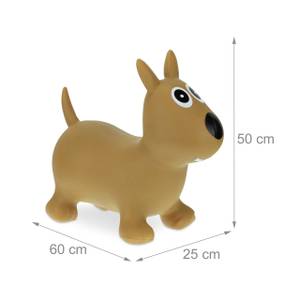 Hüpftier Hund hellbraun Schwarz - Braun - Weiß - Kunststoff - 60 x 50 x 25 cm