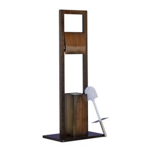 WC Garnitur Bambus dunkelbraun Braun - Silber - Weiß - Bambus - Metall - Kunststoff - 21 x 82 x 36 cm
