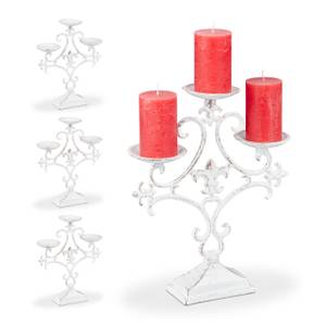 4 x Kerzenständer dreiarmig weiß Weiß
