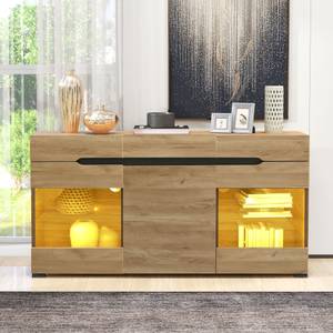 Buffet LED Hélios Ⅰ Marron - Bois manufacturé - Verre - Métal - 35 x 80 x 140 cm