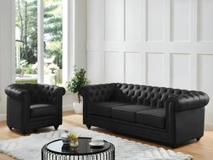 Ensemble canapé fauteuil  CHESTERFIELD Noir