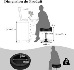 Tabouret de Bar Similicuir VH32762 Noir