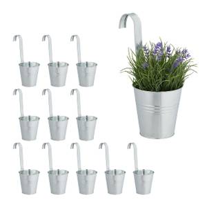 Hängetöpfe 12er Set Silber - Metall - 13 x 30 x 20 cm