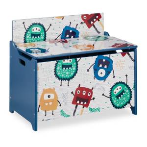 Spielzeugtruhe mit Monstern Blau - Grün - Weiß - Holzwerkstoff - 60 x 50 x 37 cm