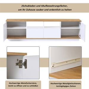 TV Schrank Industriellerstil Ⅰ Weiß - Holzwerkstoff - Holz teilmassiv - 40 x 50 x 180 cm