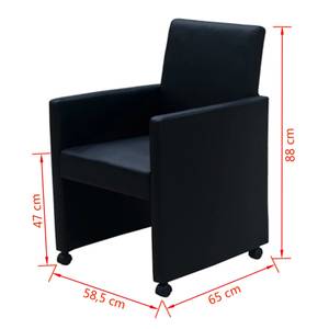 Chaise de salle à manger Noir - Plumes - Cuir synthétique - 59 x 88 x 65 cm