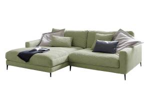 Ecksofa CARA Sofa Cord Grün - Ecke davorstehend links