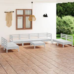 Salon de jardin Blanc - Bois massif - Bois/Imitation - 64 x 29 x 64 cm