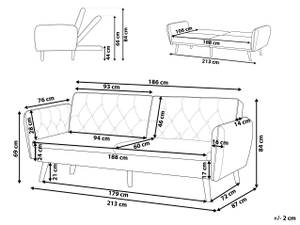 2-Sitzer Sofa BARDU Schwarz - Eiche Hell