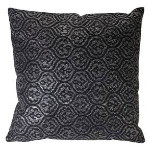 Coussin de décoration aspect baroque Noir - Argenté - Textile - 45 x 45 x 12 cm