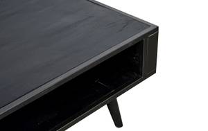 Table basse NordicMindiRattan Noir - Bois massif - 120 x 40 x 60 cm