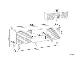 Meuble TV PERTH Noir - Marron - Bois manufacturé - 140 x 54 x 40 cm