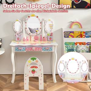 Kinder Schminktisch Set Frisiertisch Weiß - Holzwerkstoff - 34 x 105 x 70 cm