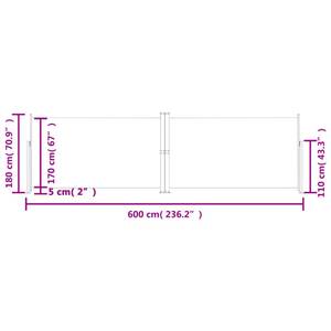 Seitenmarkise 3016426-3 Grau - Metall - Textil - 600 x 180 x 1 cm