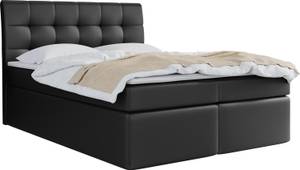 Boxspringbett mit Topper BELIZE Hochglanz Schwarz - Breite: 180 cm - H3