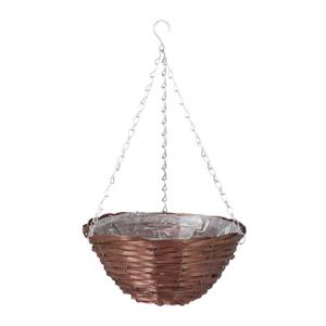 Blumenampel 30cm 3er Set Braun - Metall - Rattan - 30 x 52 x 30 cm