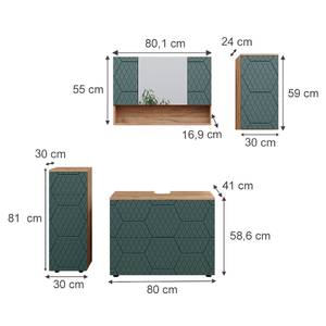 Badmöbel-Set Irma 47201 Grün - Sonoma Eiche Trüffel Dekor