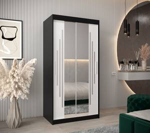 Armoire à portes coulissantes york 1 Noir - Blanc - Largeur : 100 cm - 2 porte