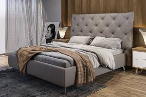 Bett ANNY Polsterbett Leder Grau - 236 x 146 cm