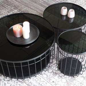 Table d'appoint Lance Noir - Verre - 35 x 42 x 35 cm