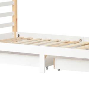 Stauraumbett HomeyⅠ Weiß - Holzwerkstoff - Massivholz - Holzart/Dekor - 96 x 183 x 210 cm