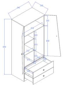 Kleiderschrank NERO 01 Braun - Holzwerkstoff - 80 x 190 x 50 cm