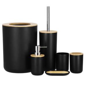 Badaccessoire-Set Badezimmer-Set Bambus Schwarz - Kunststoff