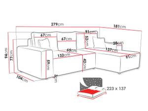 Ecksofa Malaga L Cord Gelb - Ecke davorstehend rechts