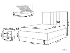 Set de chambre SEZANNE Noir - Gris - Gris lumineux - Largeur : 150 cm